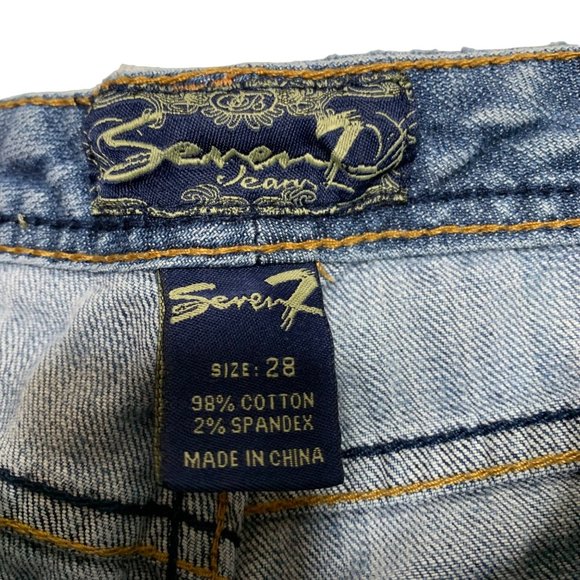 Seven Blue Jeans Flare Leg Low Rise Cotton Stretch Denim Pants Women's Size 28 - Picture 4 of 7